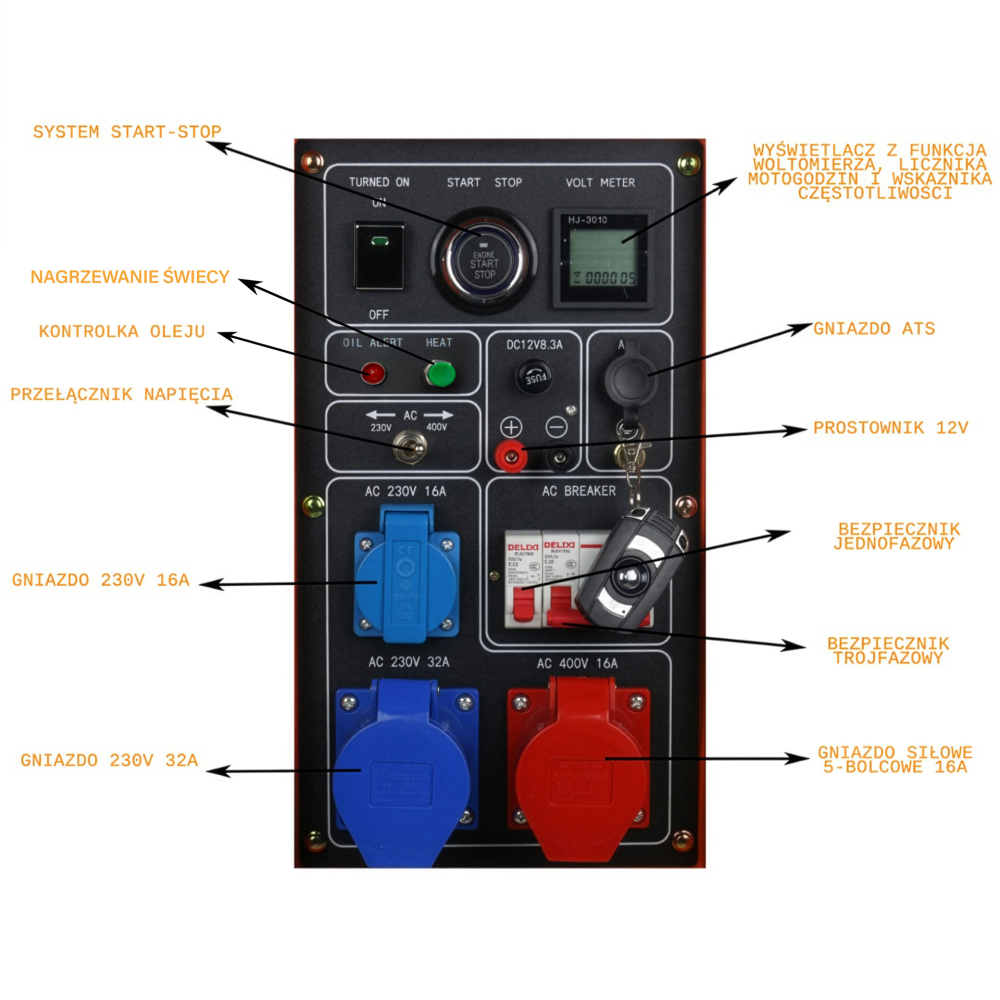 Agregat Barracuda 10kVA 400V DIESEL 8000 SILENT ze wzmocnioną fazą 230V ATS AVR B