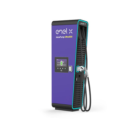 Enel X JuicePump Ultra 300, CCS2 + CHAdeMO,  Kabel do 300 kW, z chłodzeniem kabla, 4 zasilacze, trójfazowy, ładowanie równoległe, cellular+LAN, RFID, (niski wyświetlacz)