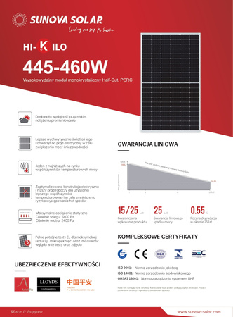 Panel fotowoltaiczny SUNOVA SS-460-60MDH 460WP