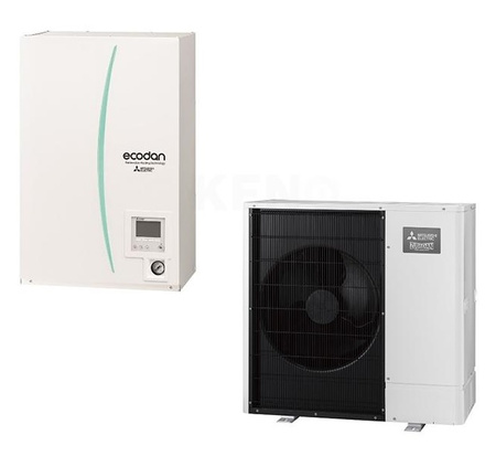 Pompa ciepła Mitsubishi Zubadan Inverter 8kW, 400V + Hydrobox, grzałka 9kW, 3x400V, naczynie wz. 10L / grzanie