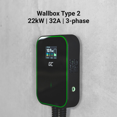 Ładowarka z gniazdem Type 2 Wallbox EV PowerBox 22kW Green Cell
