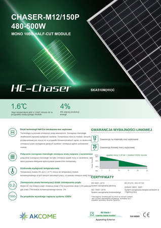 Panel fotowoltaiczny Chaser M12/150P 500W srebrna rama Akcome