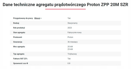 Agregat Proton 20kW ZPP 20M SZR 25kVA na przyczepie 1-osiowej