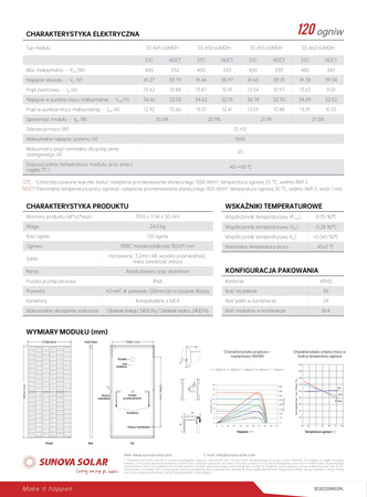 Panel fotowoltaiczny SUNOVA SS-460-60MDH 460WP